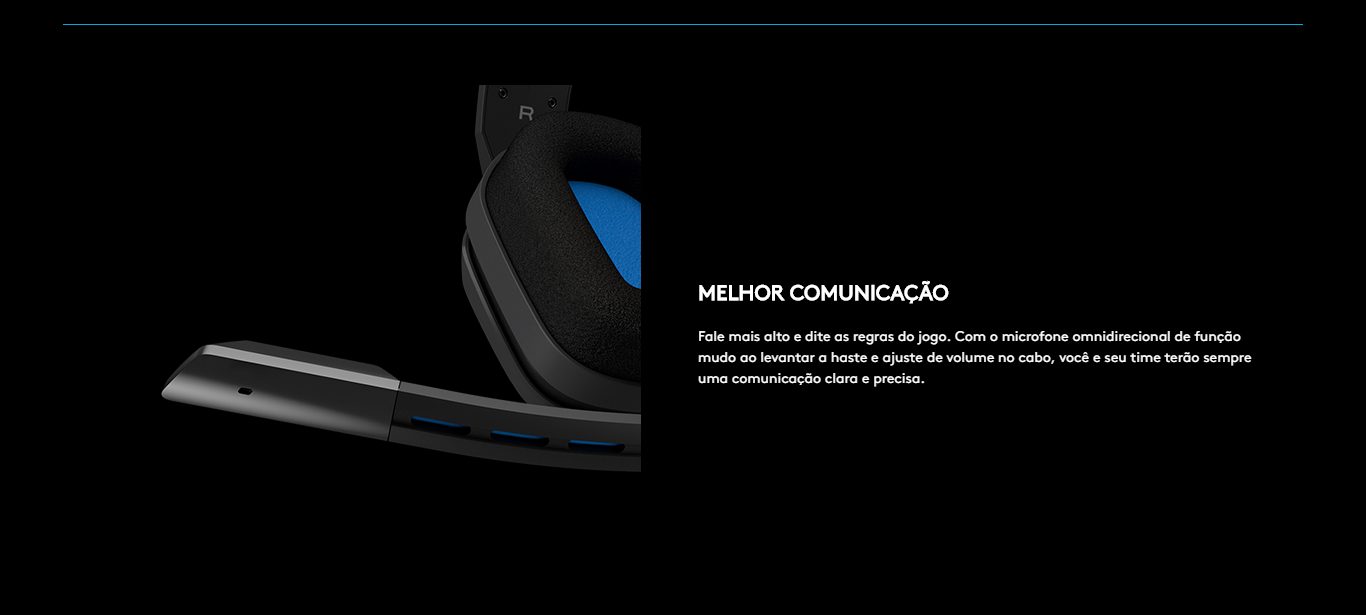 Headset Gamer Logitech Astro A10 PS4 com Fio Preto/Azul